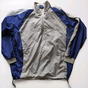 VTG Smith & Tweed Men's Large Tan & Violet Pullover Windbreaker Snap Pockets